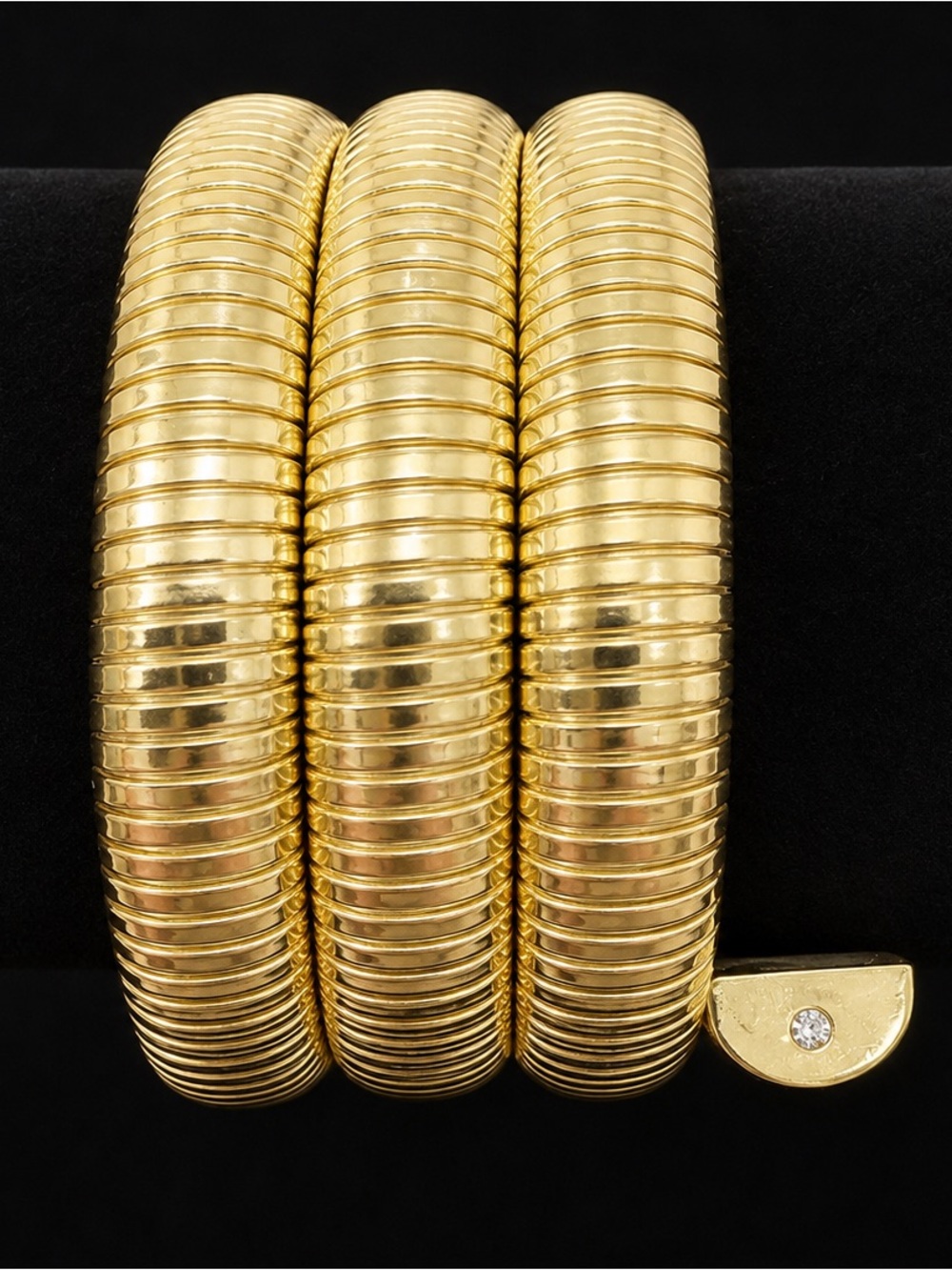 Gold Tone Coil Snake Wrap Bangle Bracelet Statement Jewelry